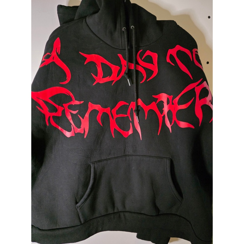 590 A Day To Remember Hoodie Black Red Metal Logo Band Merch Pullover Mens L